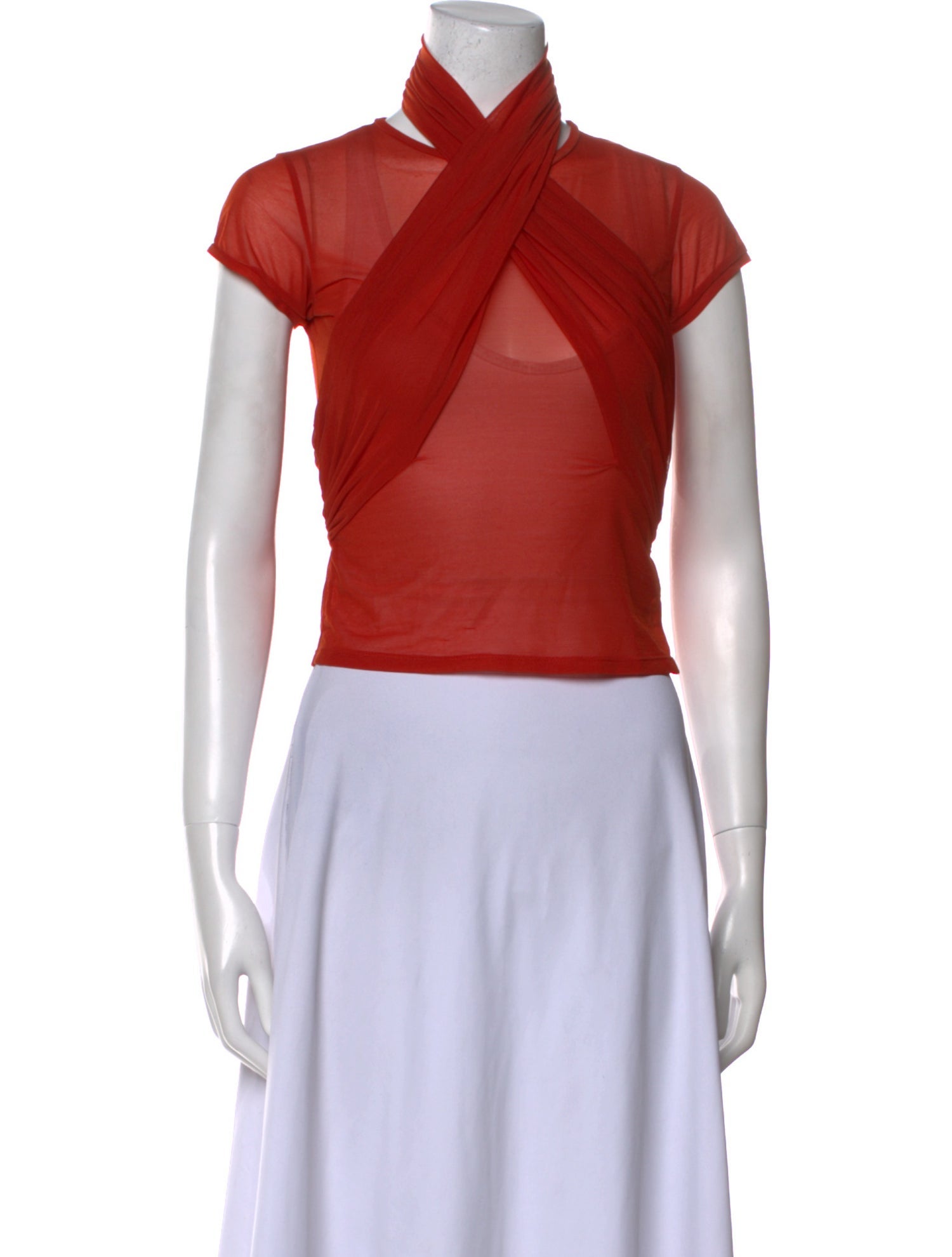 Supriya Lele Cowl Neck Short Sleeve Crop Top