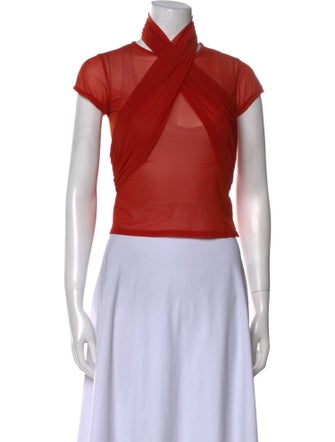 Supriya Lele Cowl Neck Short Sleeve Crop Top