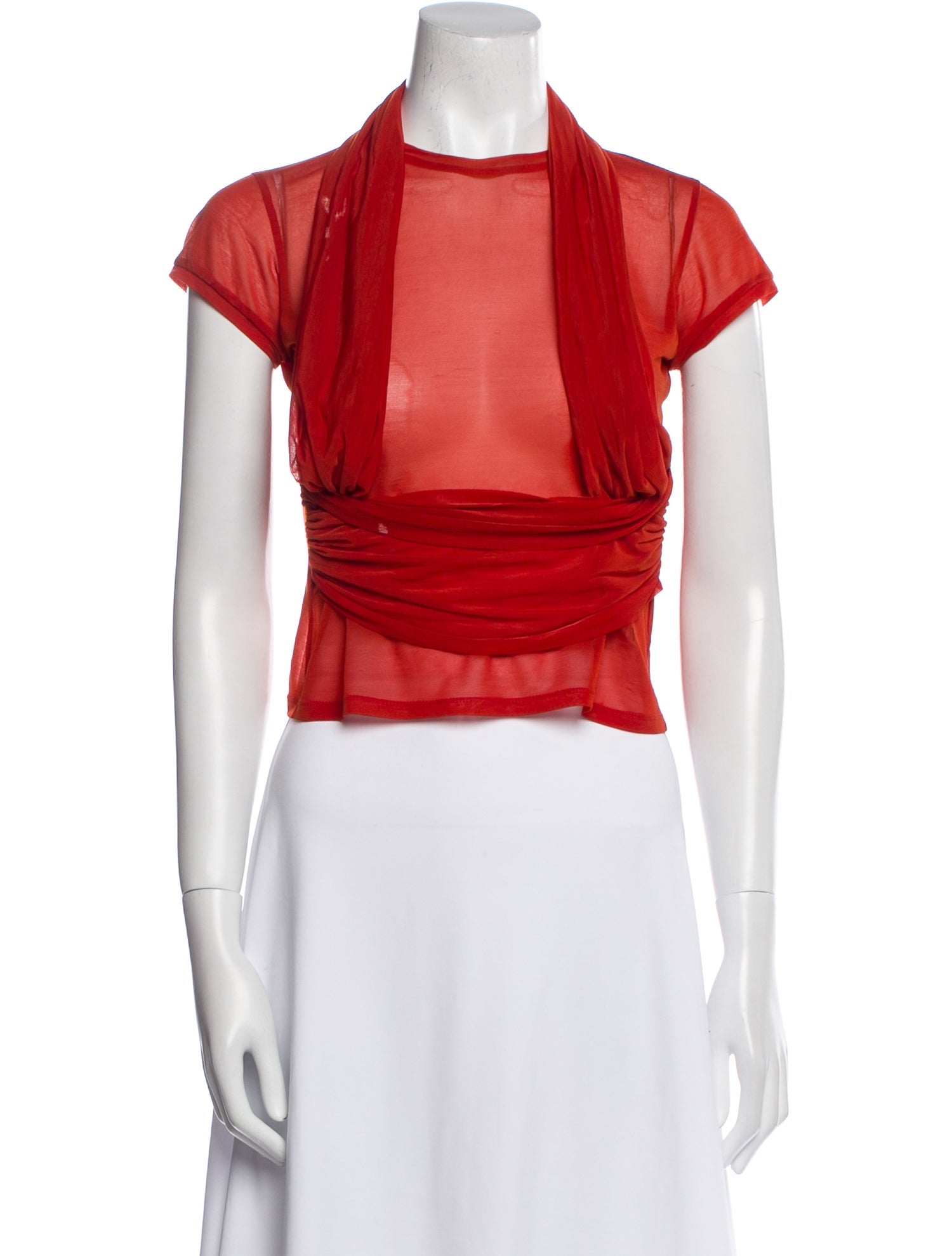 Supriya Lele Mock Neck Short Sleeve Crop Top