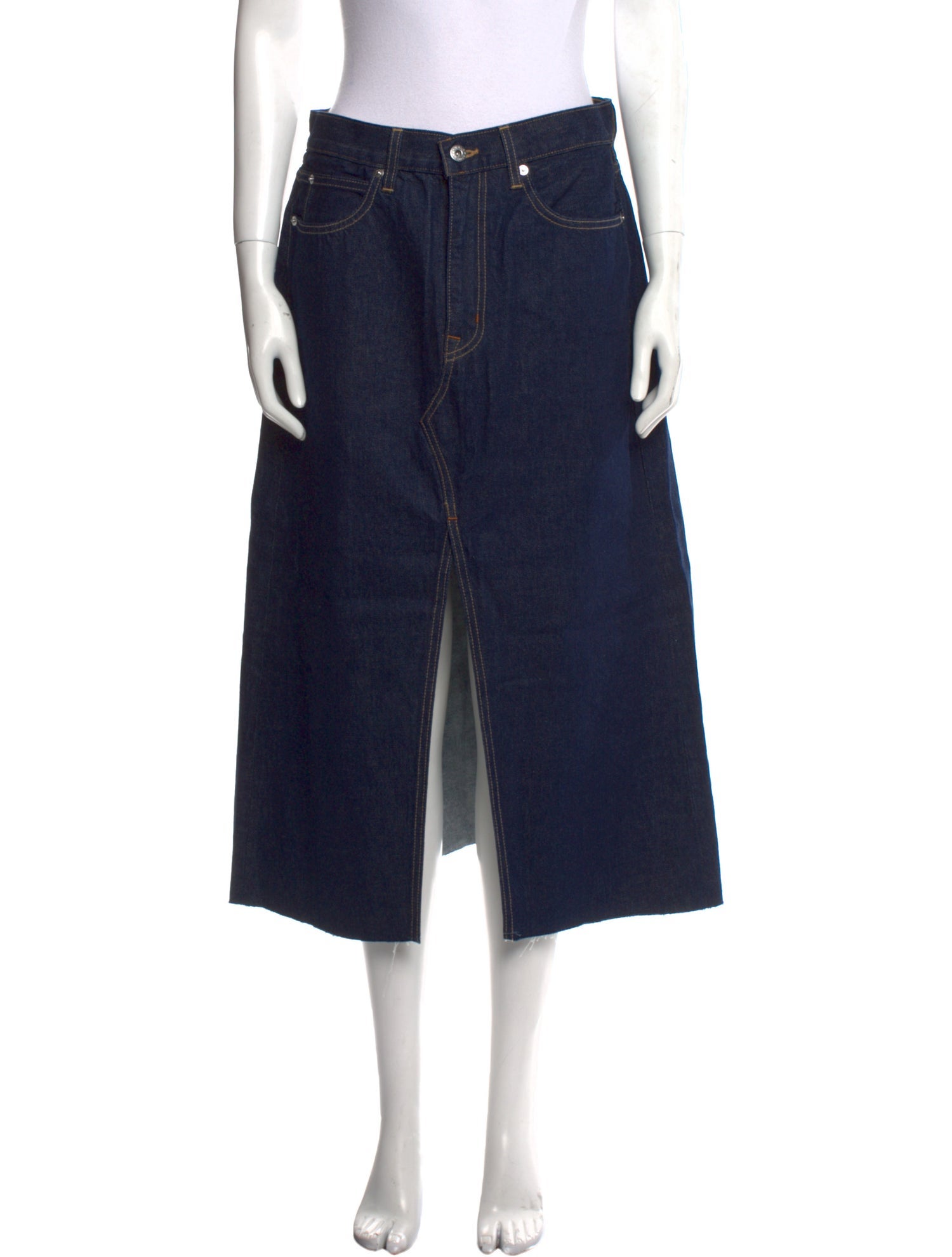 SLVRLAKE Raw-Edge Trim Midi Length Skirt