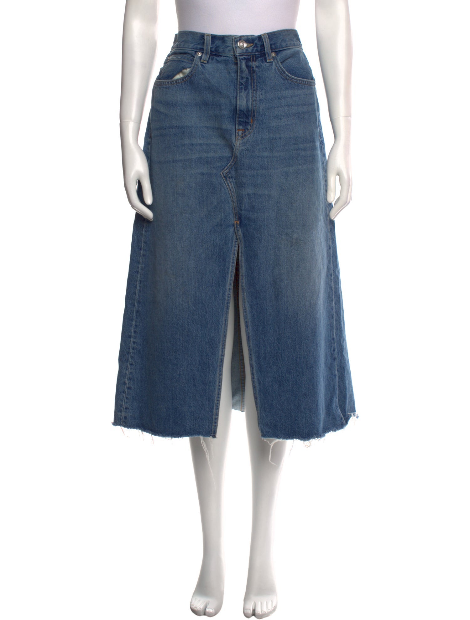 SLVRLAKE Raw-Edge Trim Midi Length Skirt