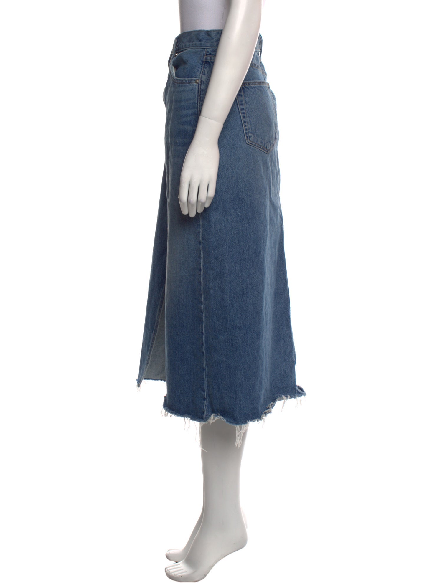 SLVRLAKE Raw-Edge Trim Midi Length Skirt