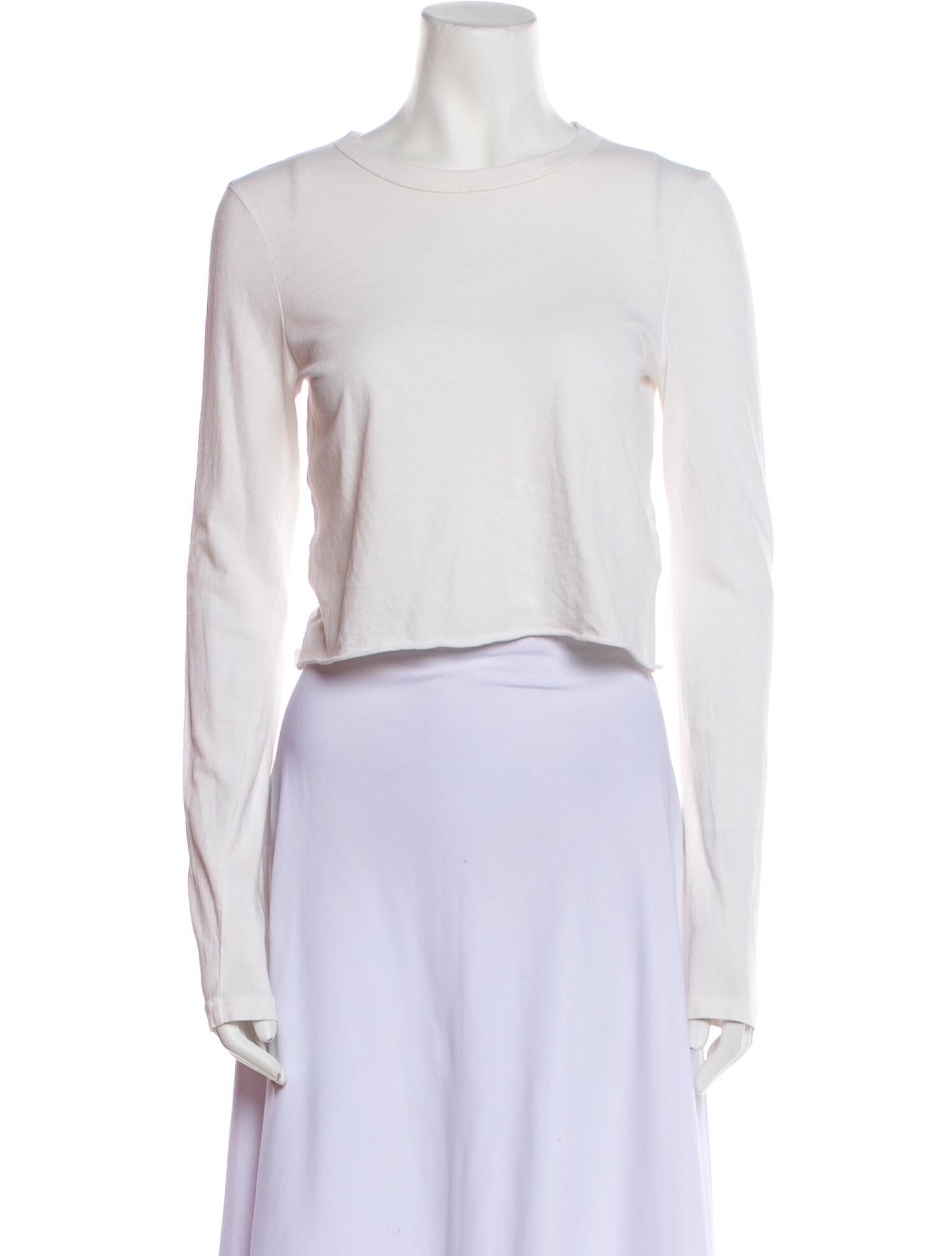 SLVRLAKE Crew Neck Long Sleeve Crop Top