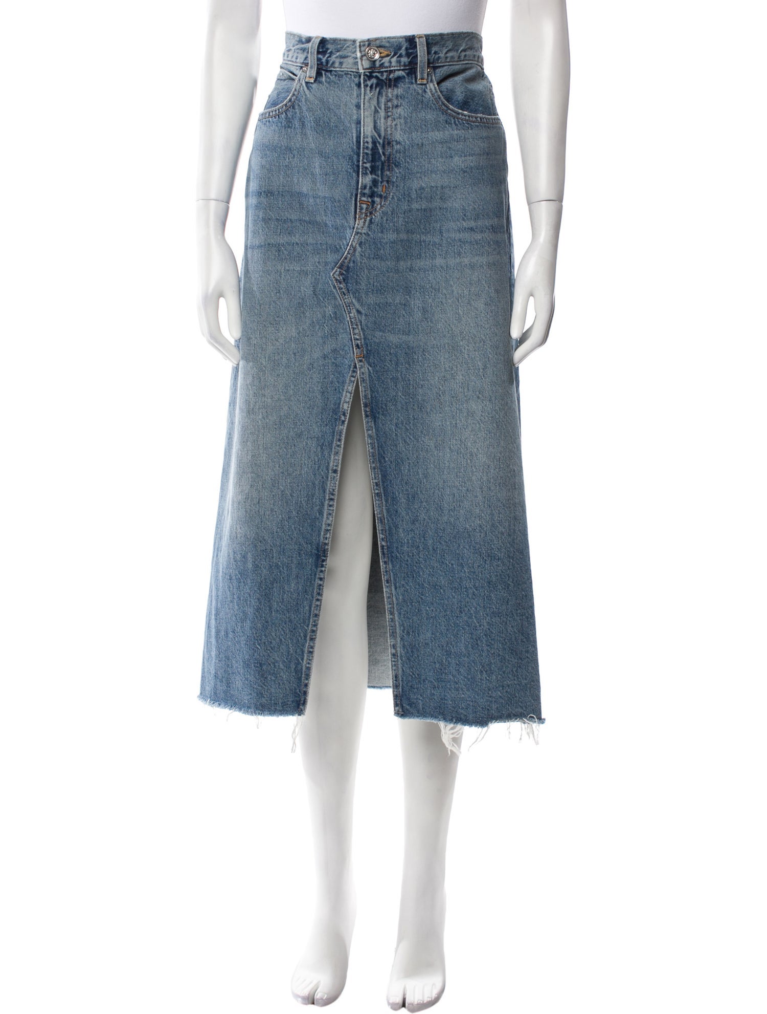 SLVRLAKE Raw-Edge Trim Midi Length Skirt