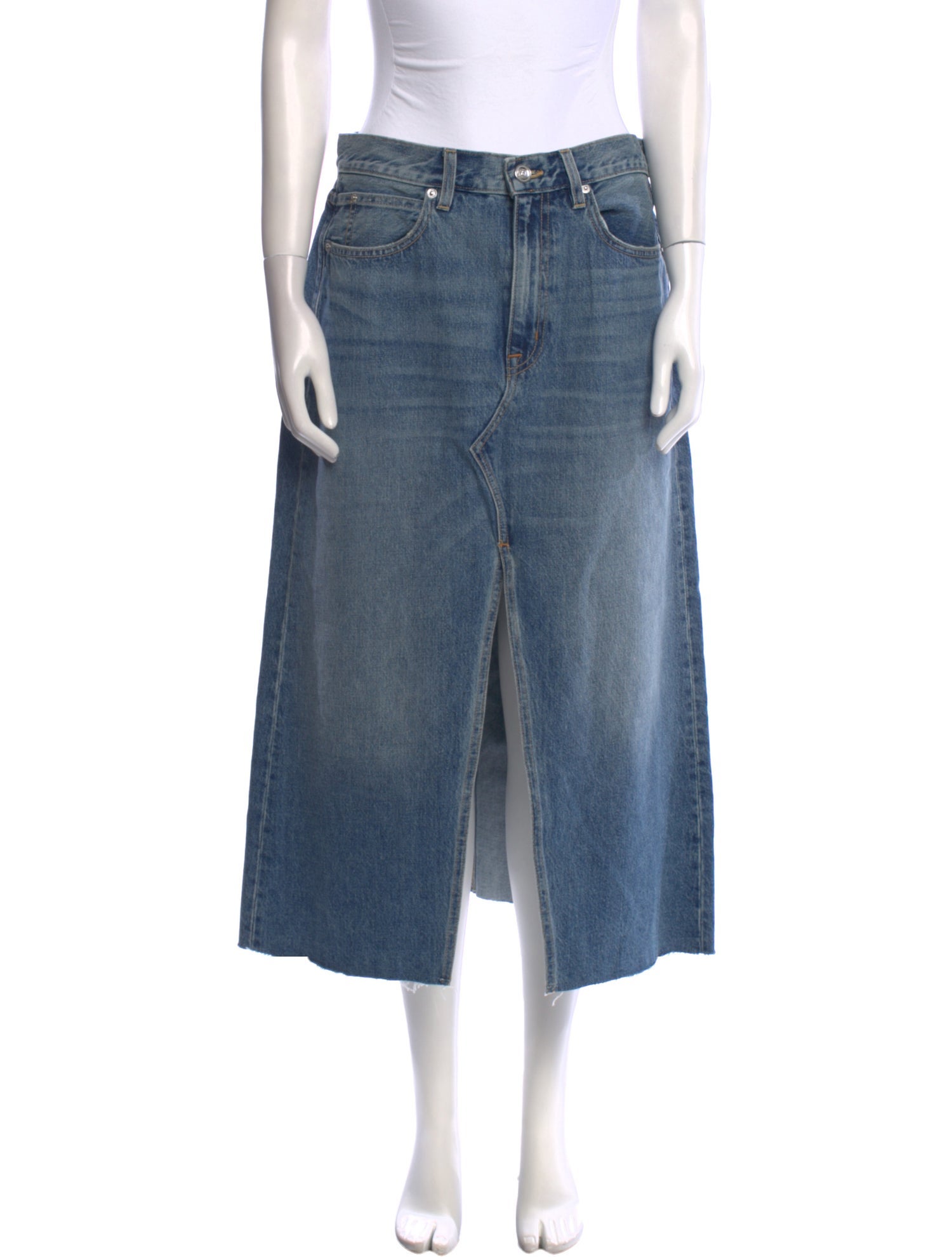 SLVRLAKE Raw-Edge Trim Midi Length Skirt