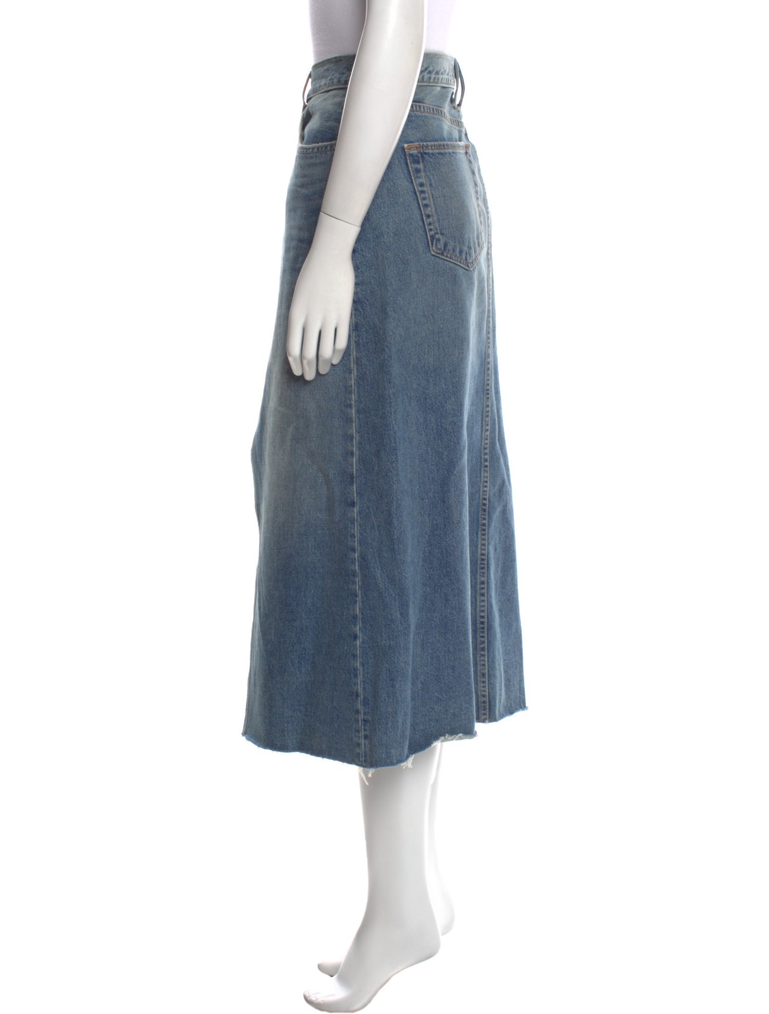 SLVRLAKE Raw-Edge Trim Midi Length Skirt