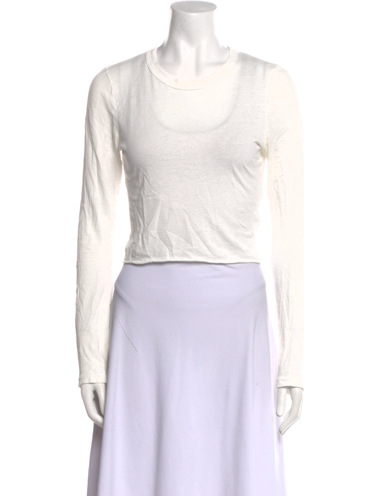 SLVRLAKE Scoop Neck Long Sleeve Crop Top