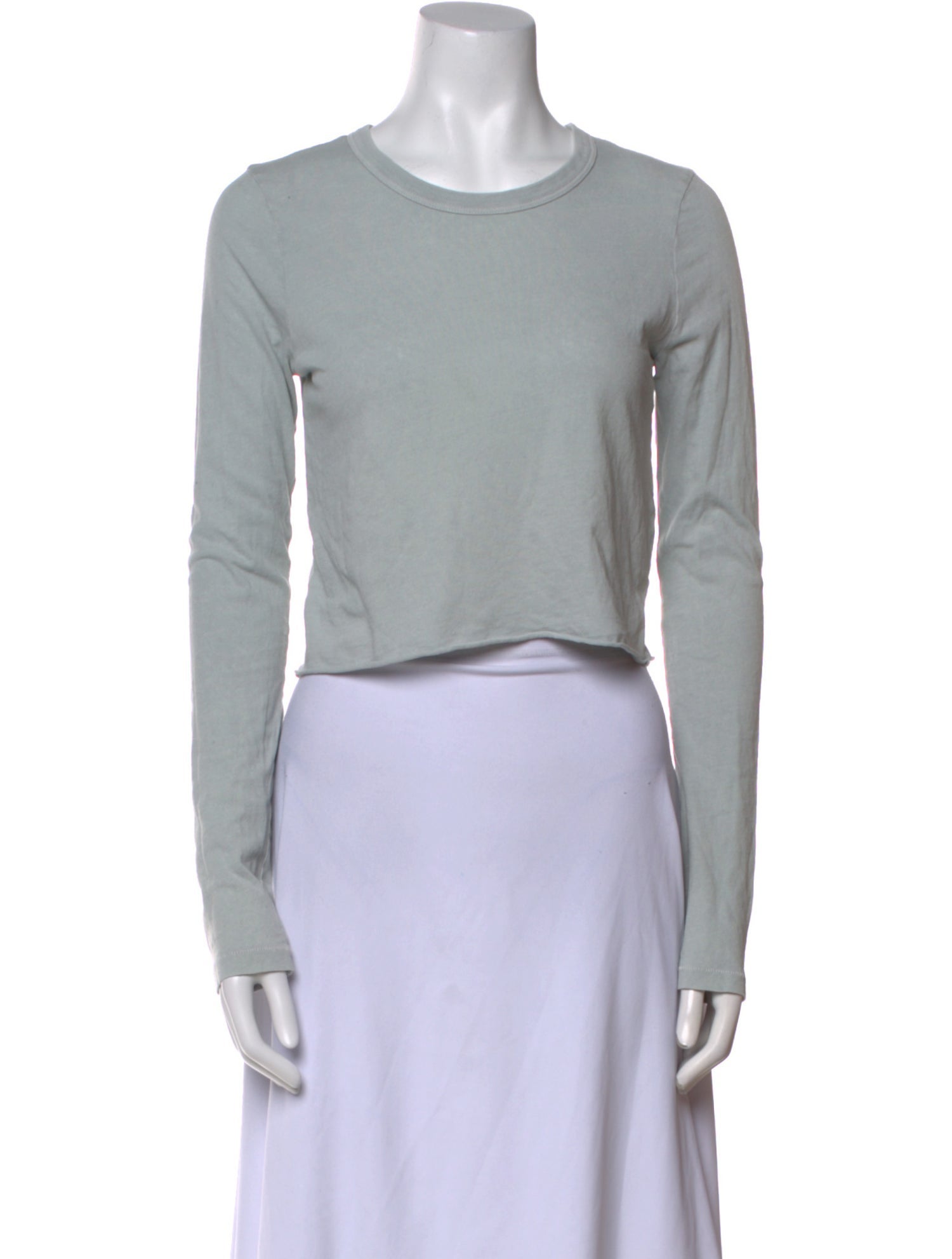 SLVRLAKE Crew Neck Long Sleeve Crop Top