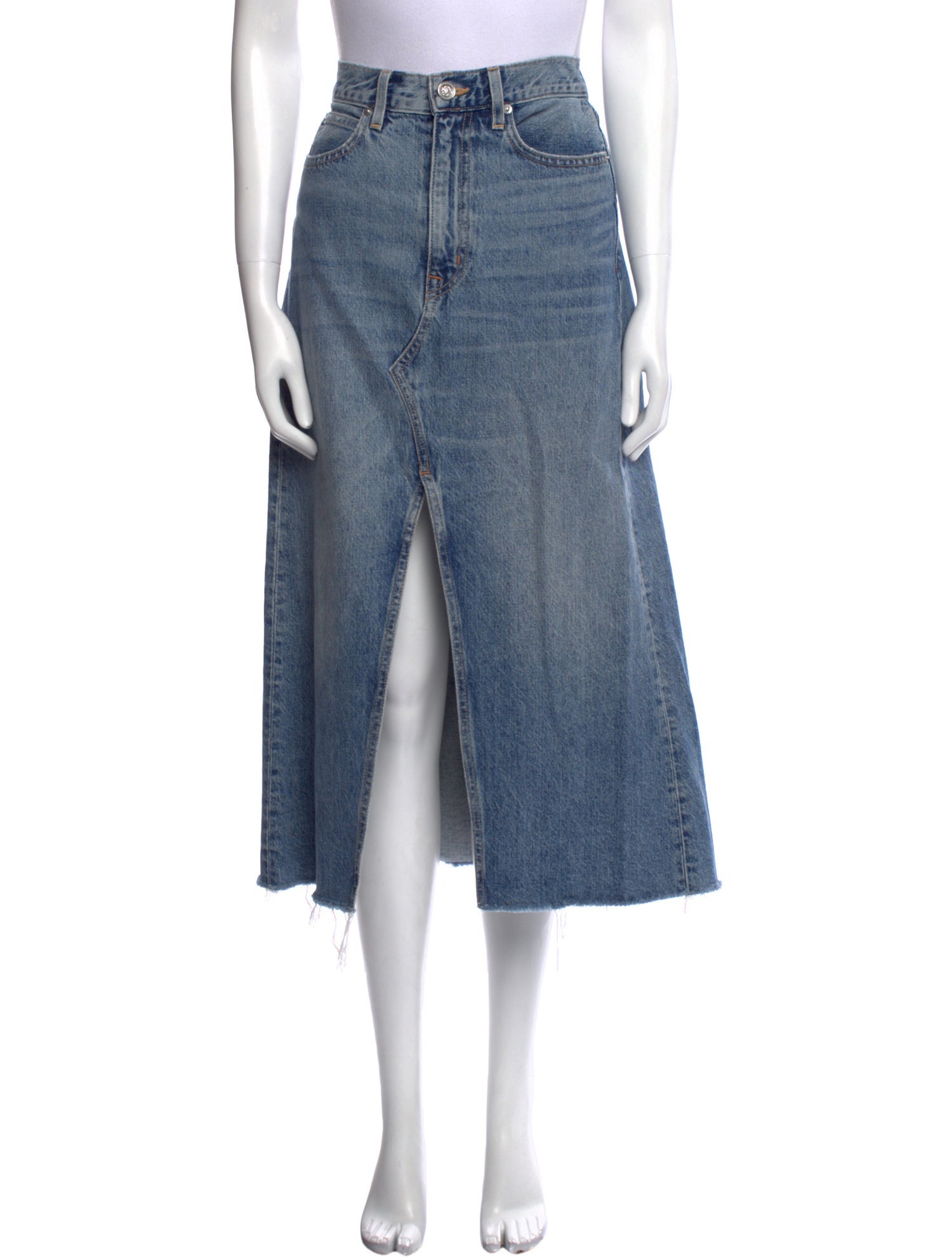 SLVRLAKE Raw-Edge Trim Midi Length Skirt