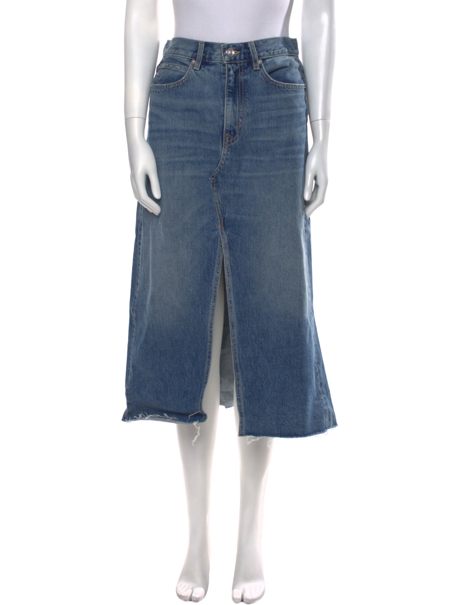 SLVRLAKE Raw-Edge Trim Midi Length Skirt