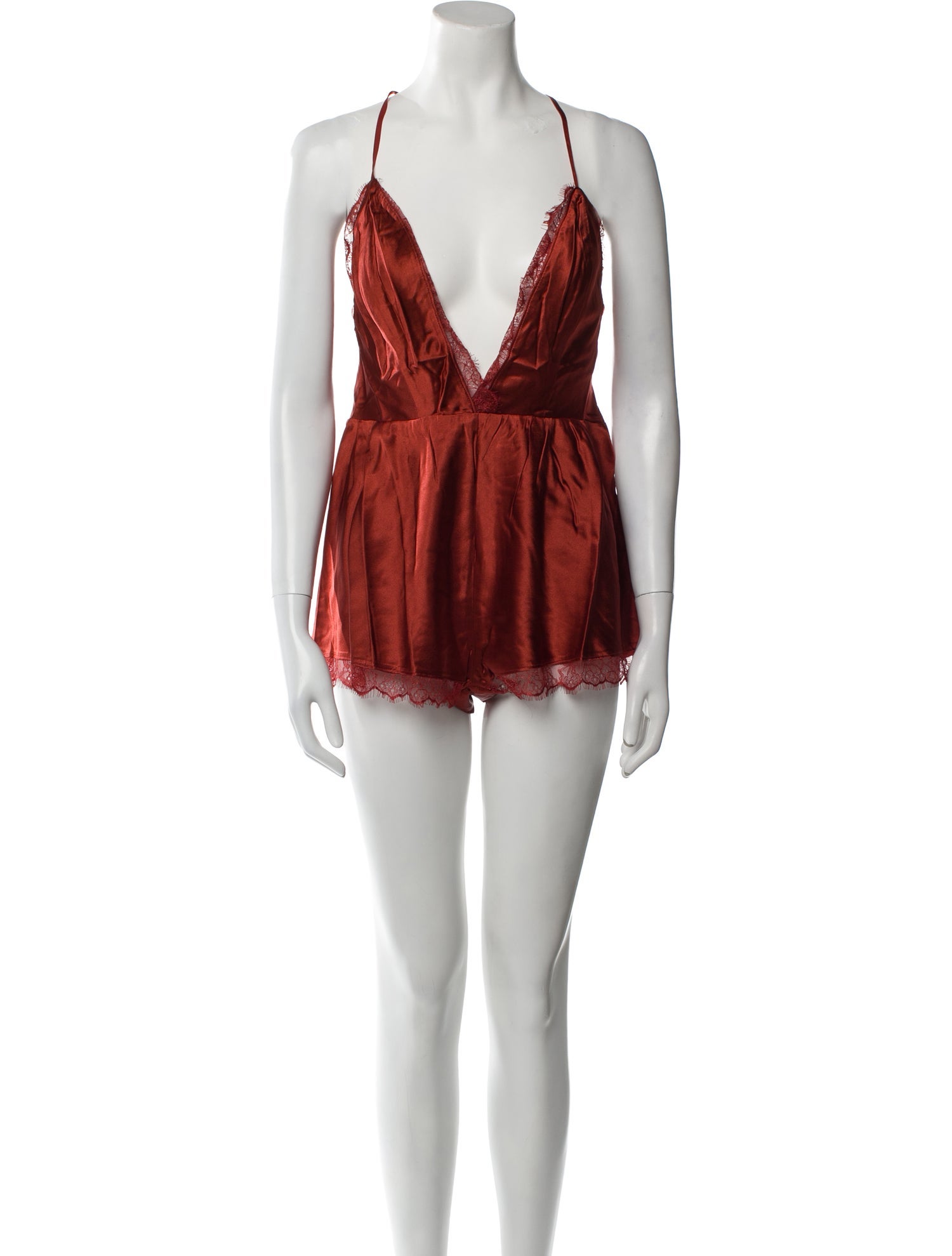 Sleeping with Jacques Silk Lace Trim Embellishment Pajamas w/ Tags