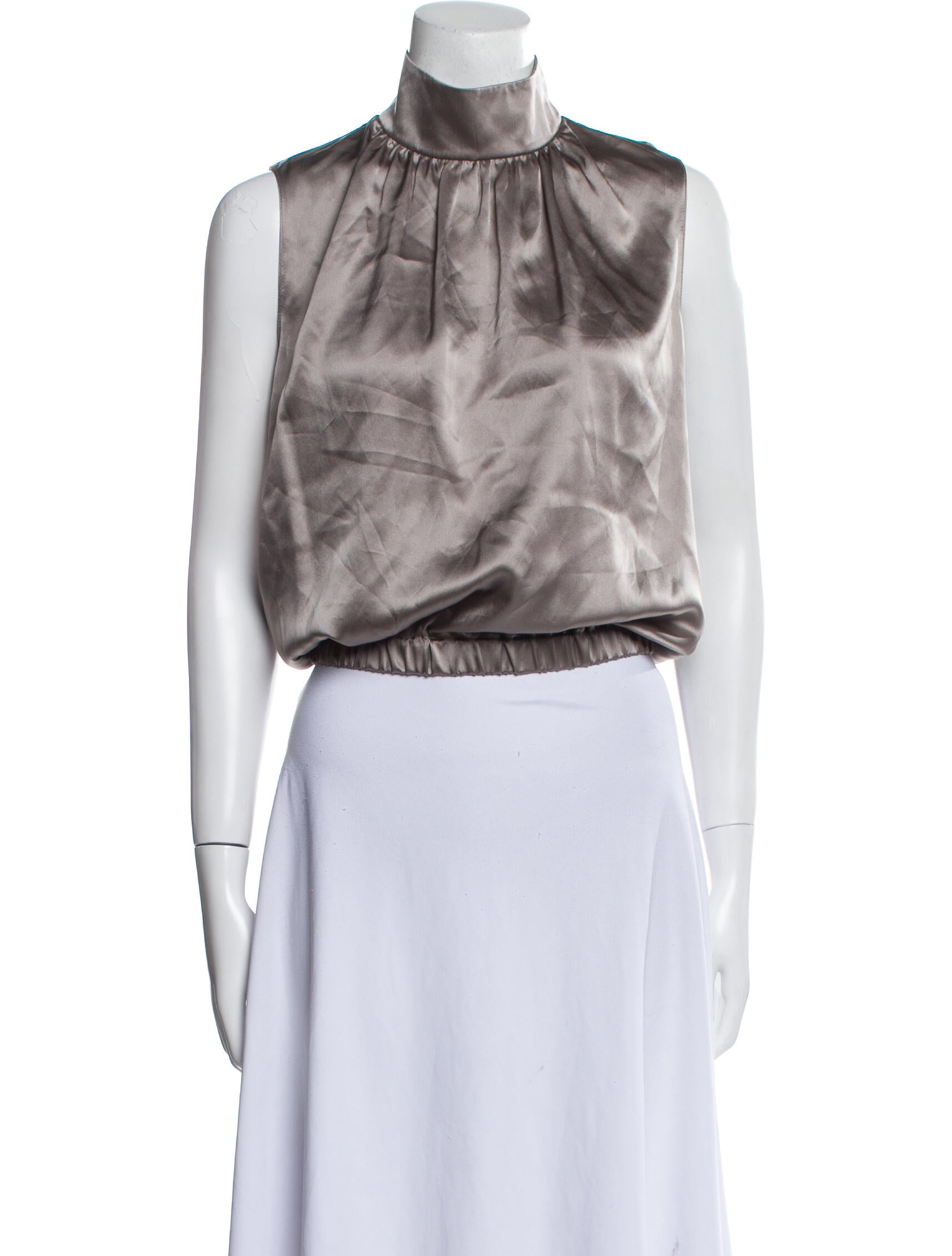 Sablyn Silk Mock Neck Crop Top