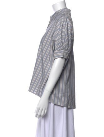 Sablyn Striped Short Sleeve Button-Up Top