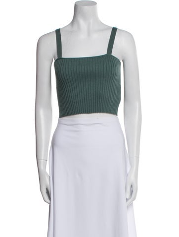Pre-owned Sablyn Cashmere Square Neckline Sweater In Green
