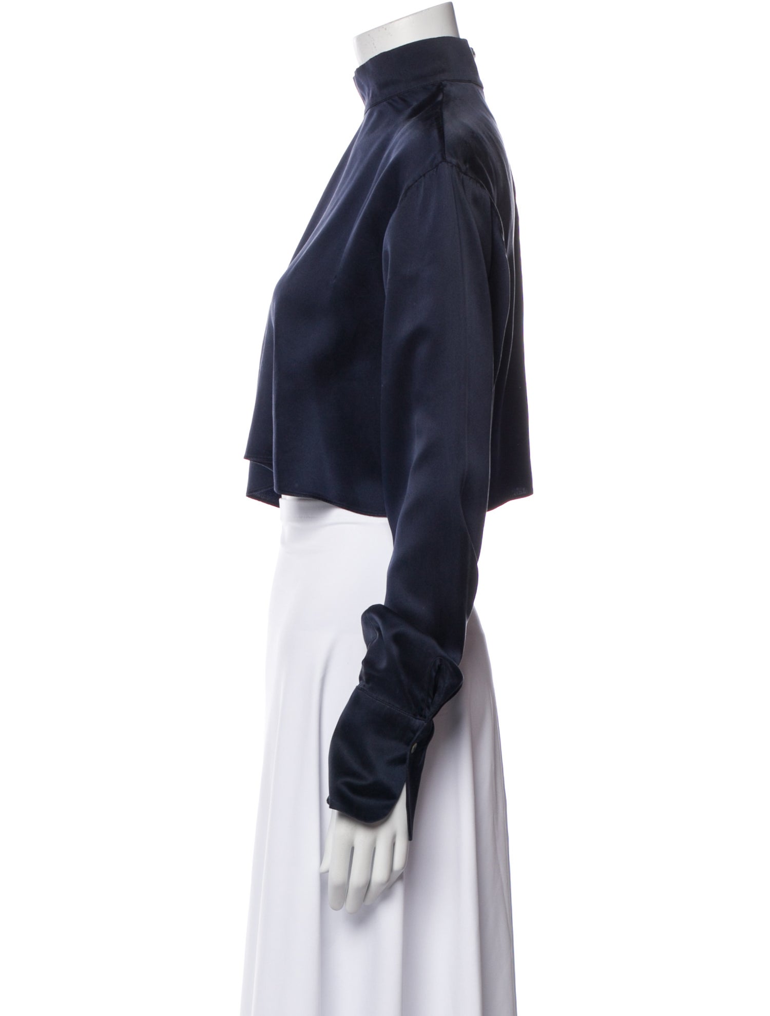 Sablyn Silk Mock Neck Crop Top