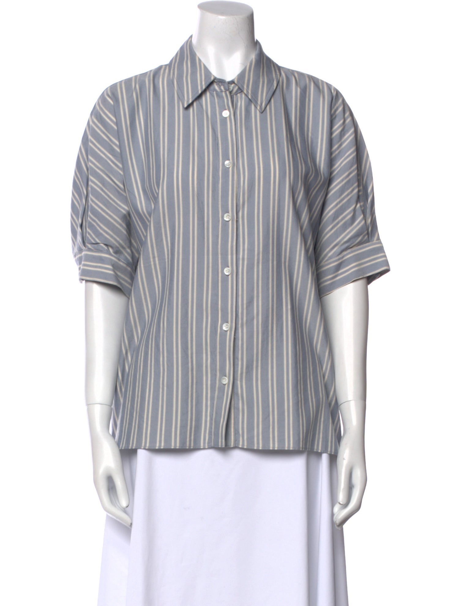 Sablyn Striped Short Sleeve Button-Up Top