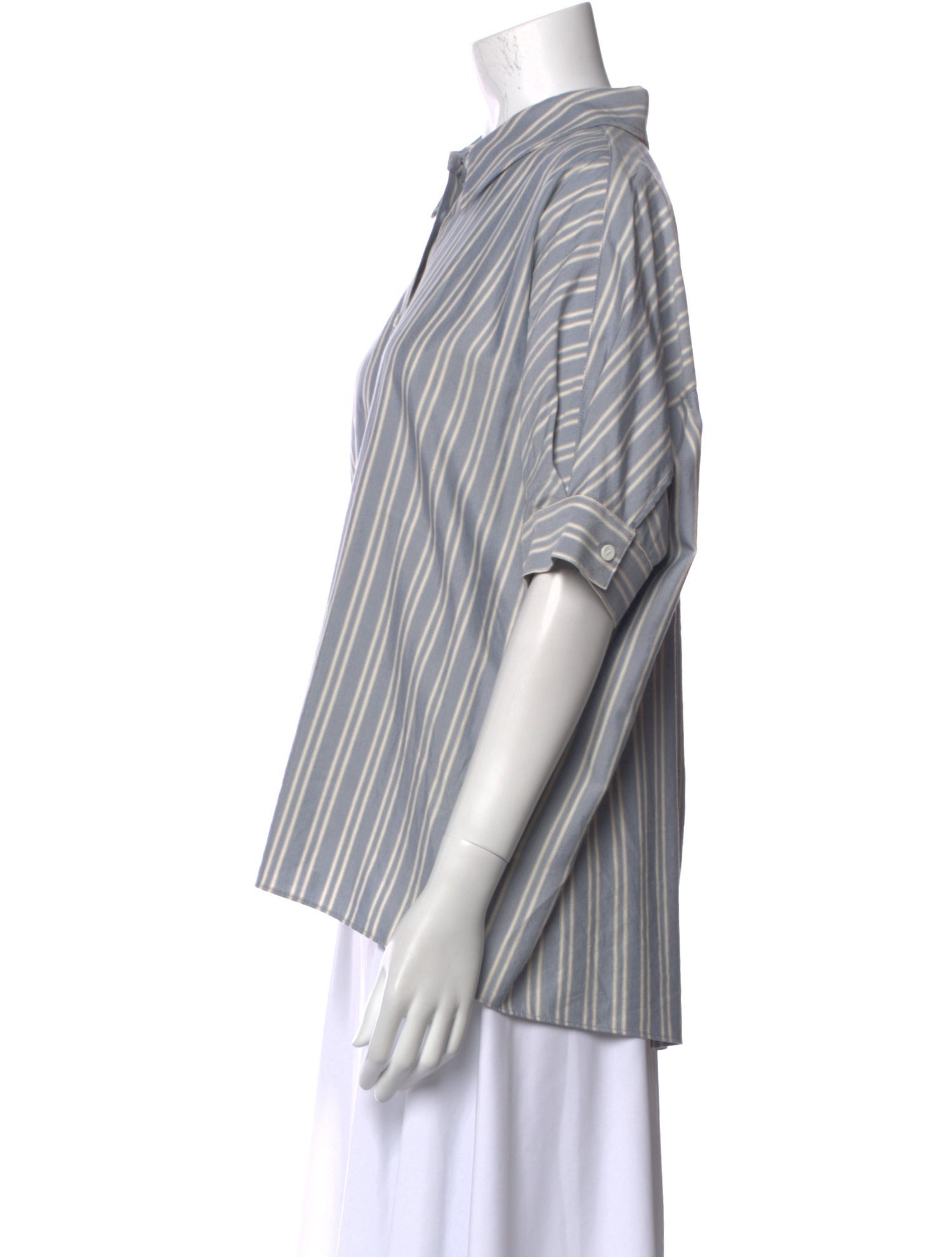 Sablyn Striped Short Sleeve Button-Up Top