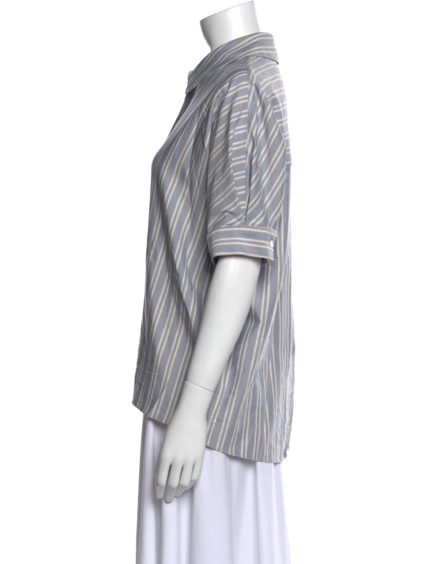 Sablyn Striped Short Sleeve Button-Up Top