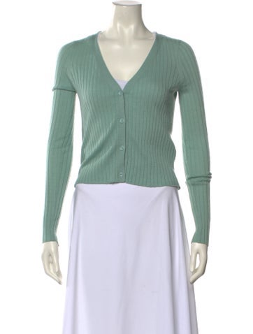 Pre-owned Sablyn Cashmere V-neck Sweater In Green