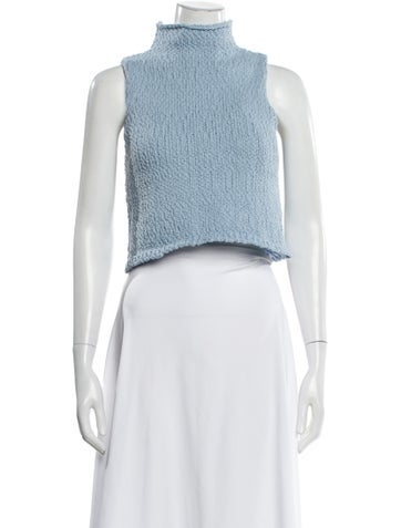 Pre-owned Sablyn Mock Neck Sleeveless Top In Blue