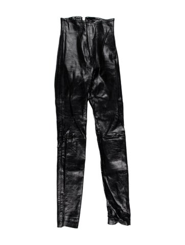 Pre-owned Sablyn Leather Wide Leg Pants In Black