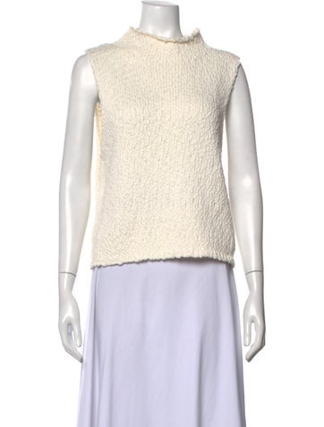 Pre-owned Sablyn Mock Neck Sleeveless Top In White