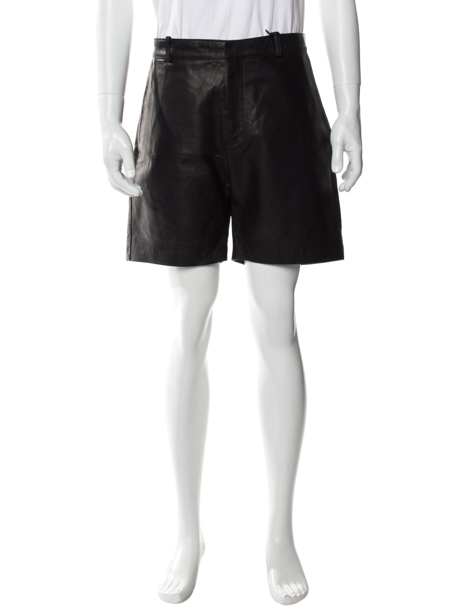 Second/Layer Leather Flat Front Shorts