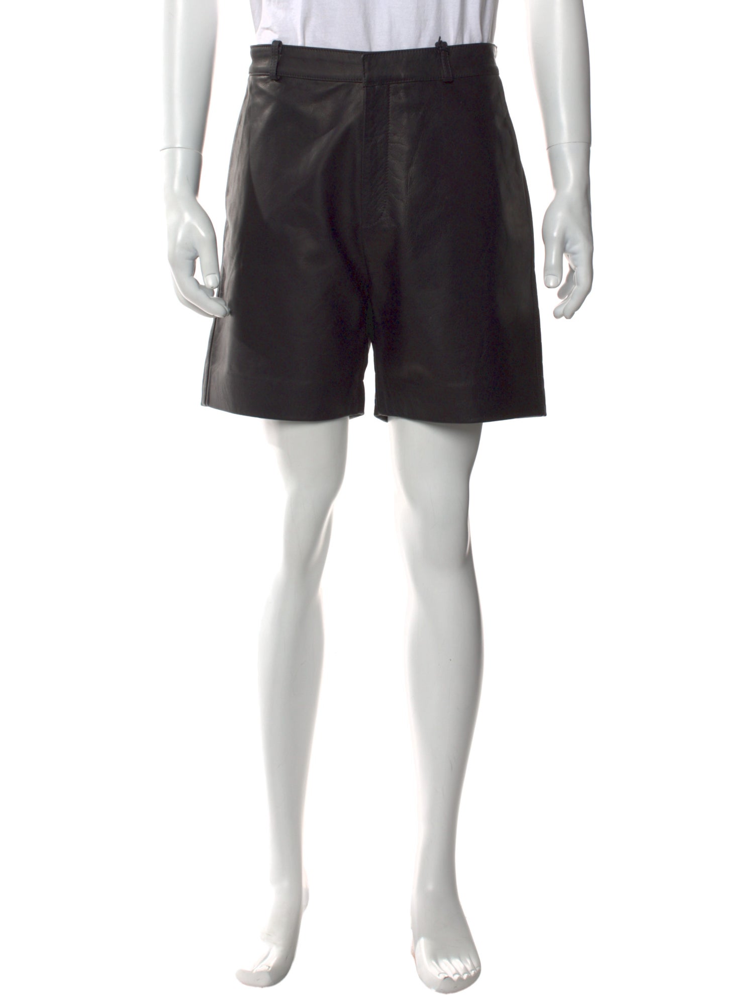 Second/Layer Leather Flat Front Shorts