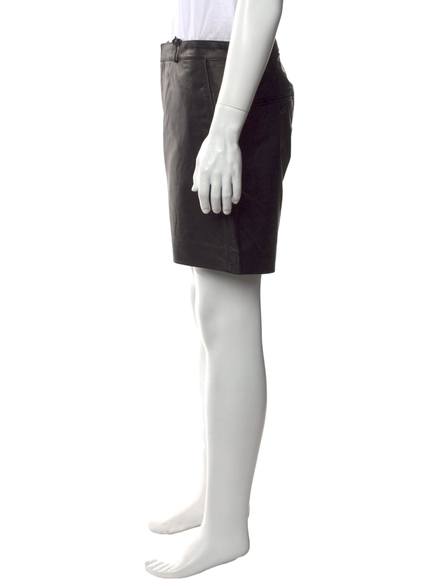 Second/Layer Leather Flat Front Shorts