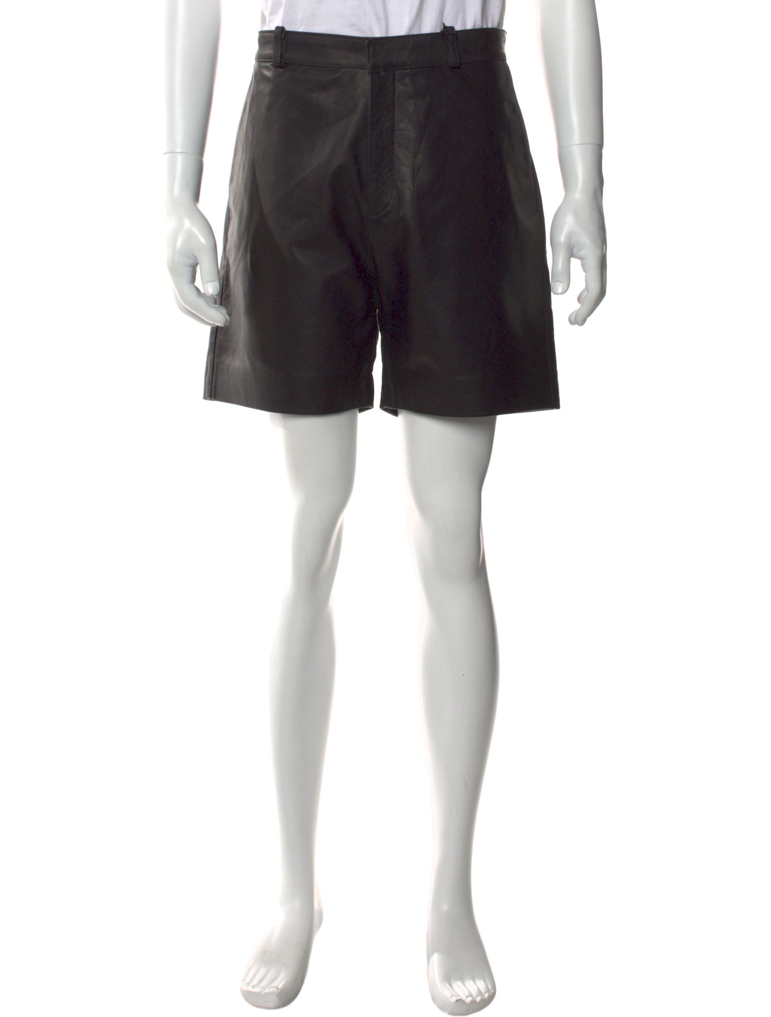 Second/Layer Leather Flat Front Shorts