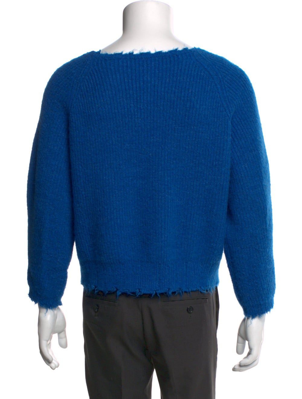 Second/Layer Wool Pullover Blue Distressed Accent… - image 3