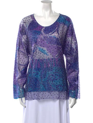 Shamask Tops Printed Scoop Neck Sweatshirt XL