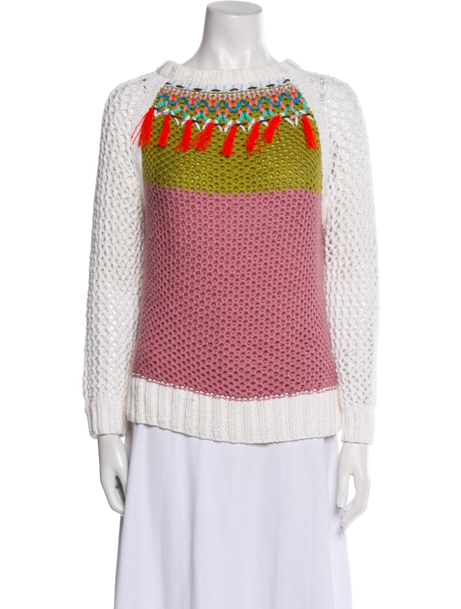 Smythe x Augden Colorblock Pattern Bateau Neckline Sweater