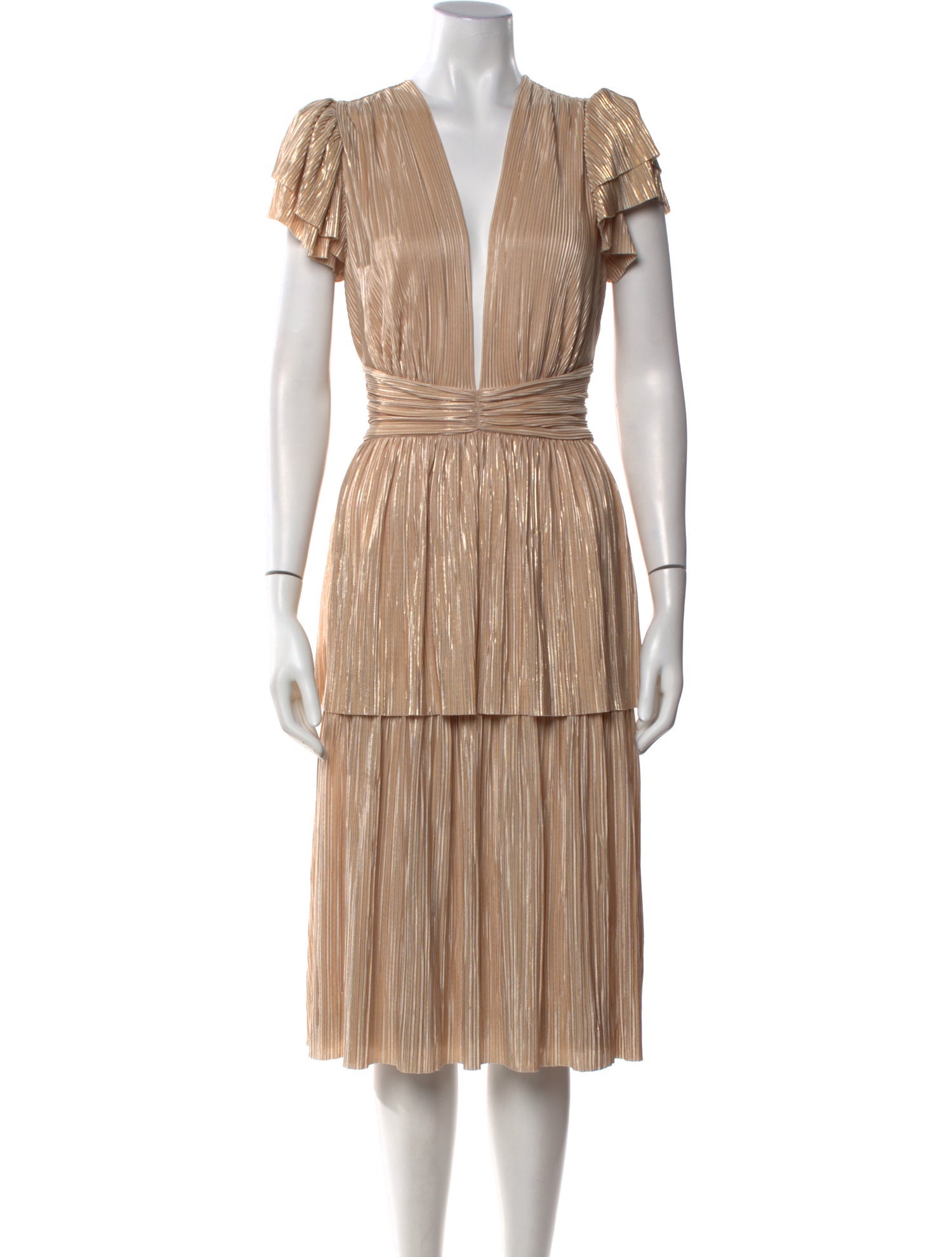 Sabina Musayev V-Neck Knee-Length Dress