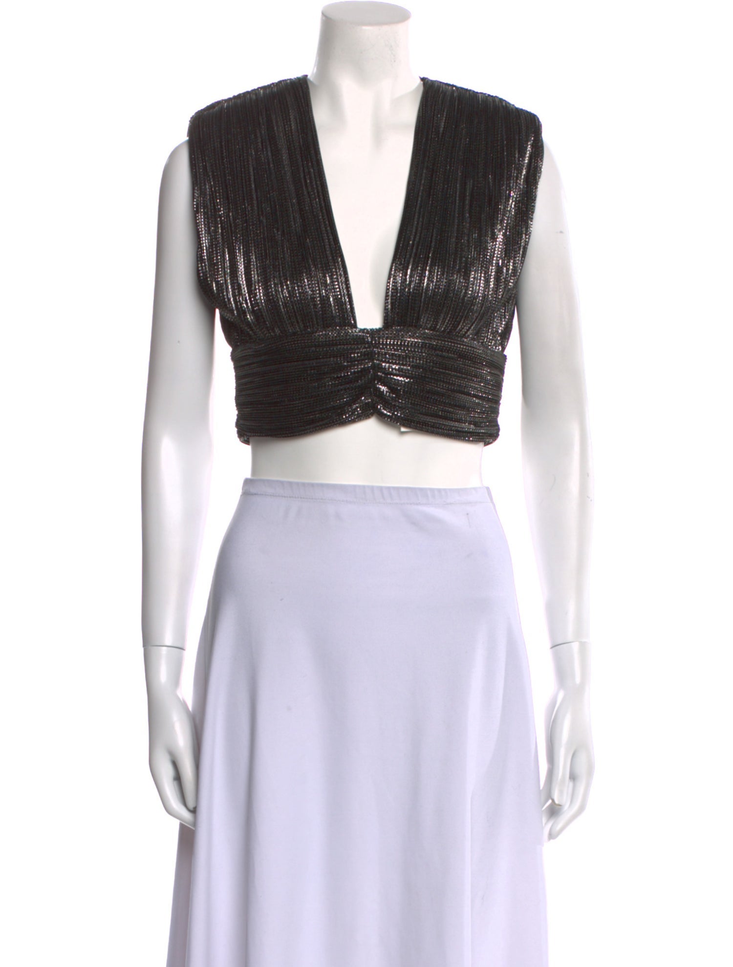 Sabina Musayev V-Neck Sleeveless Crop Top