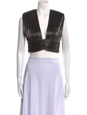 Sabina Musayev V-Neck Sleeveless Crop Top