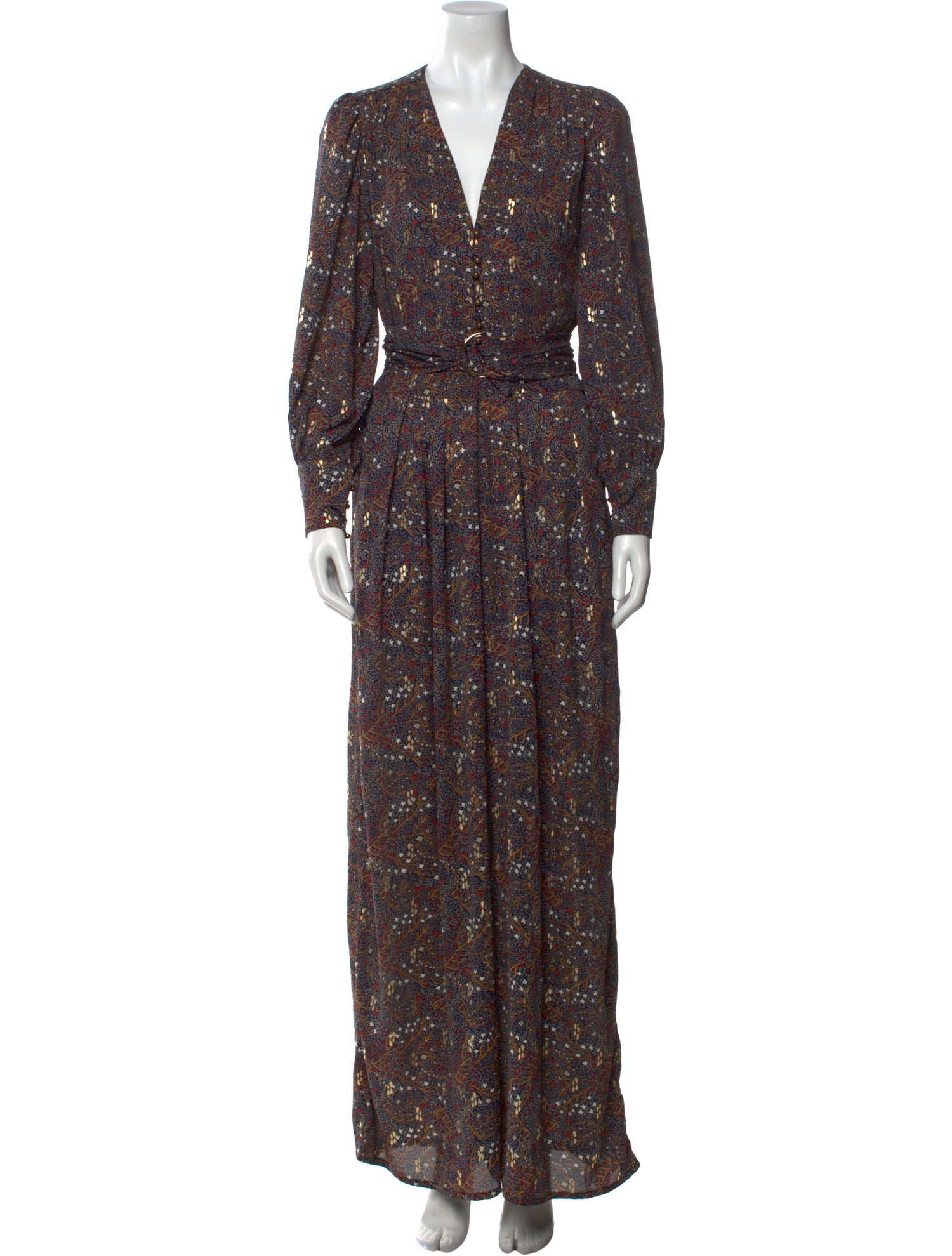 Sabina Musayev Printed Plunge Neckline Jumpsuit