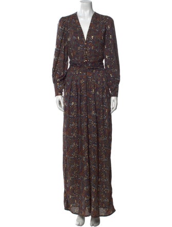 Sabina Musayev Printed Plunge Neckline Jumpsuit