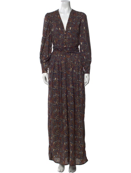 Sabina Musayev Printed Plunge Neckline Jumpsuit