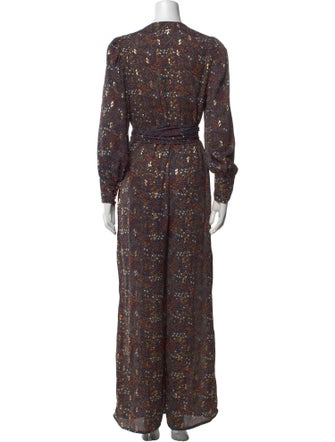 Sabina Musayev Printed Plunge Neckline Jumpsuit