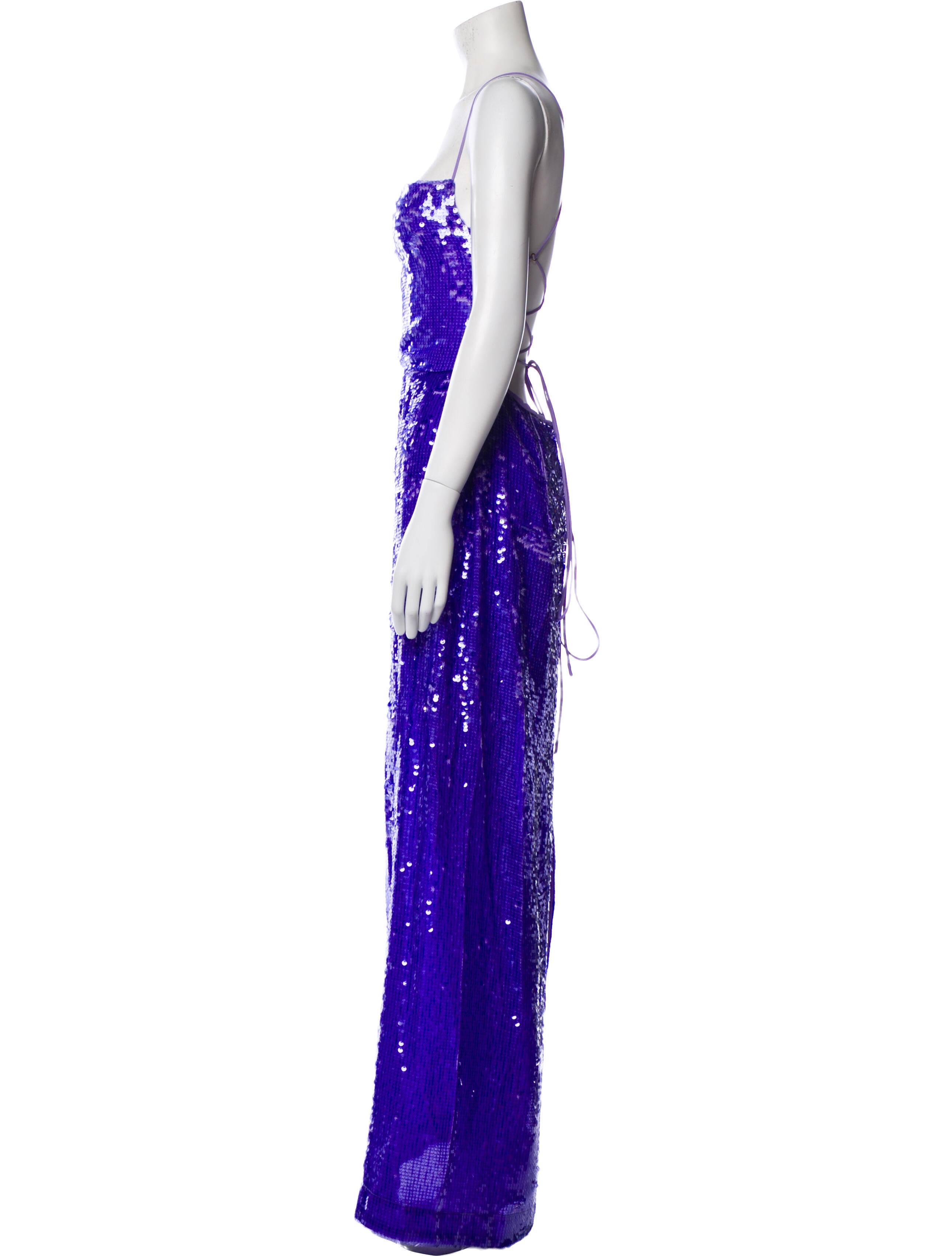 Sabina Musayev Square Neckline Long Dress in Purple, Women's L