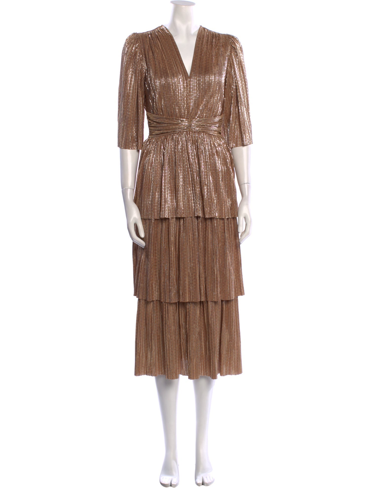 Sabina Musayev V-Neck Midi Length Dress