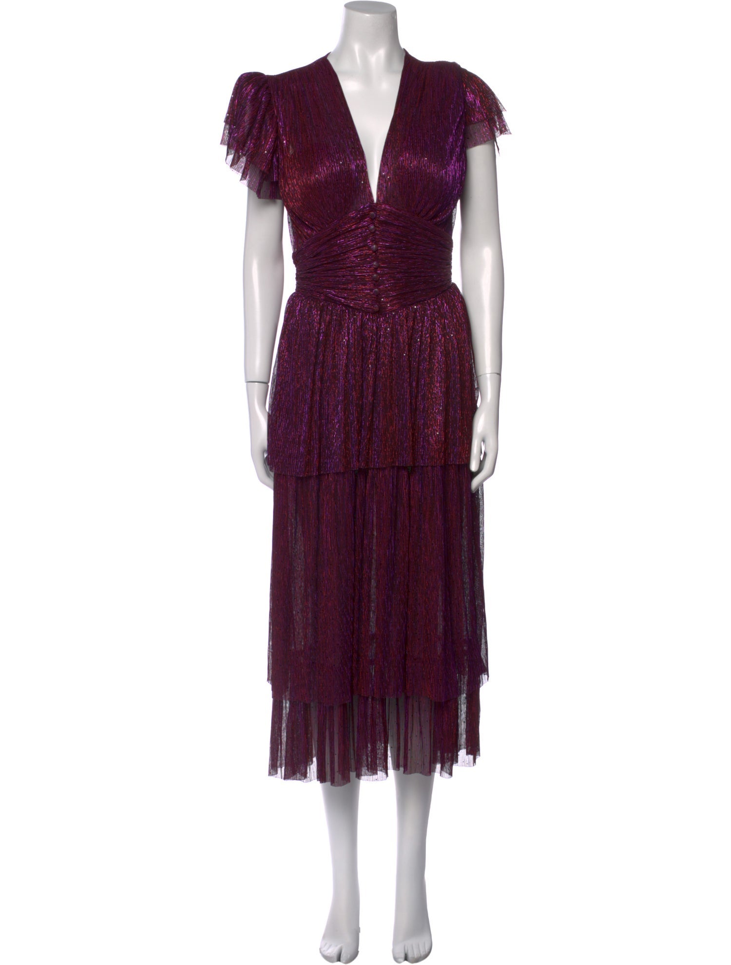 Sabina Musayev V-Neck Midi Length Dress