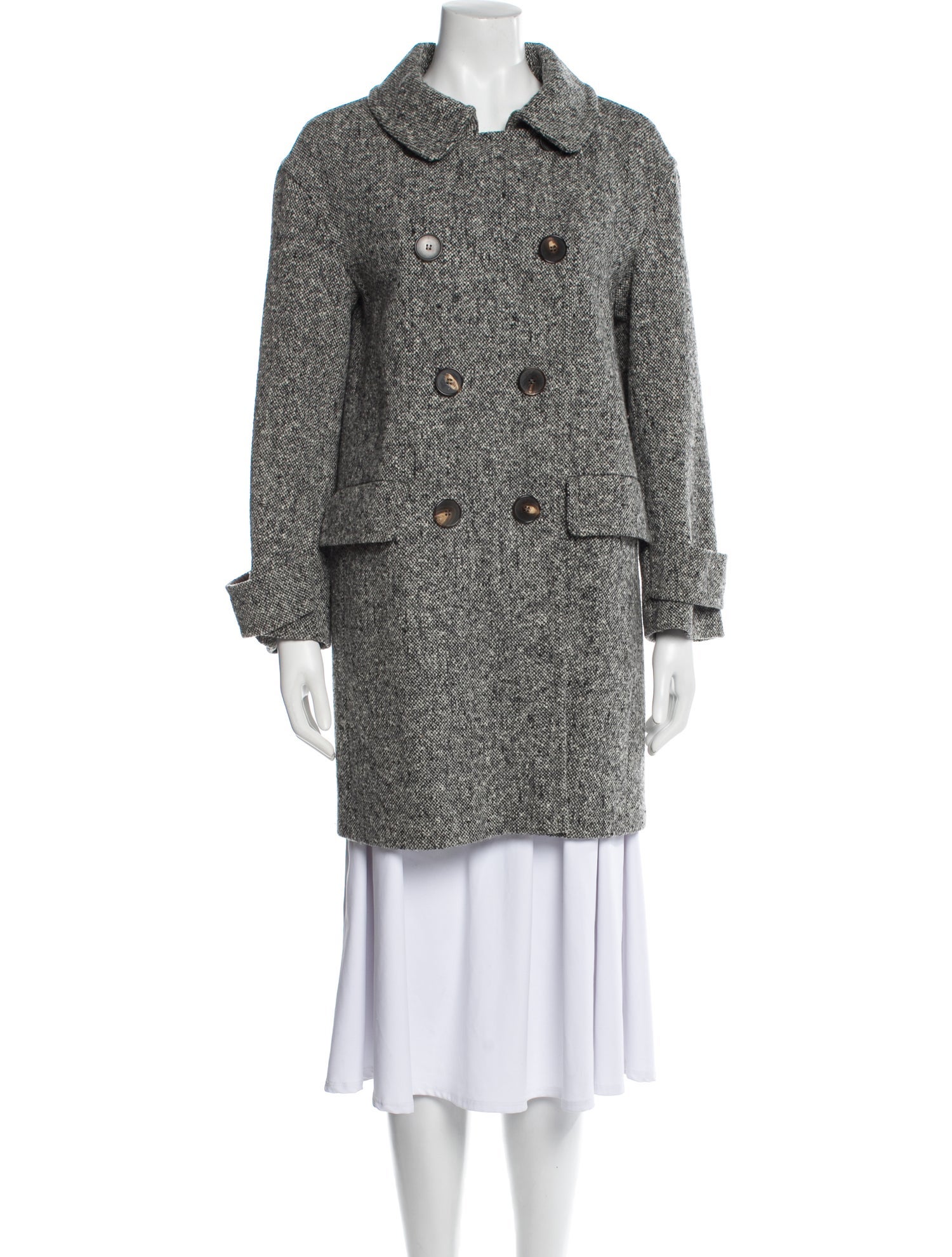 Women Dress Coats On Sale.'S Max Mara Tweed Pattern Peacoat - Grey Coats, Clothing - WSMAX34875 ...