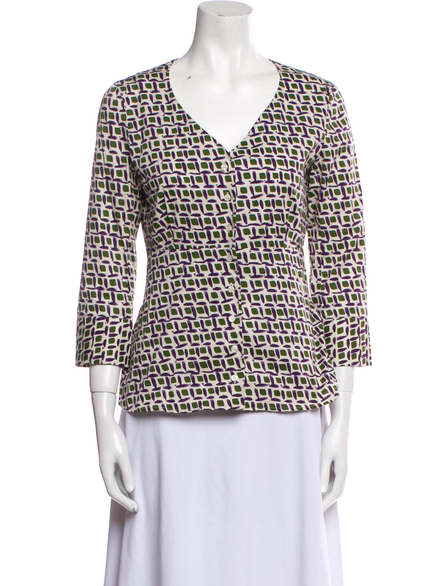 'S Max Mara Printed V-Neck Blouse