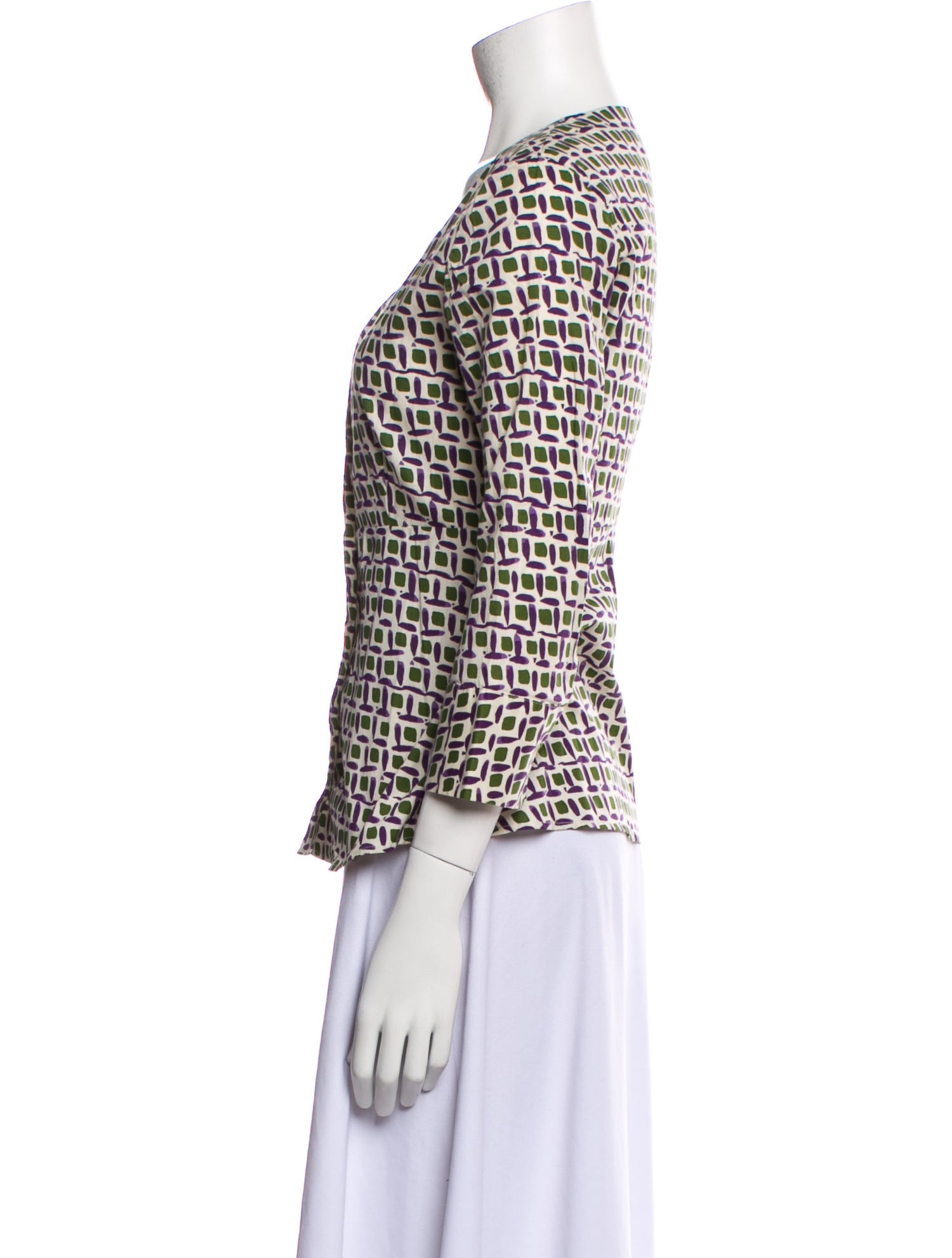 'S Max Mara Printed V-Neck Blouse