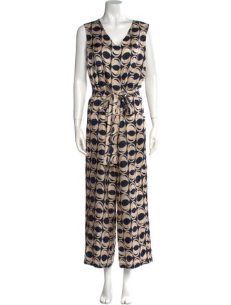 'S Max Mara Printed V-Neck Jumpsuit