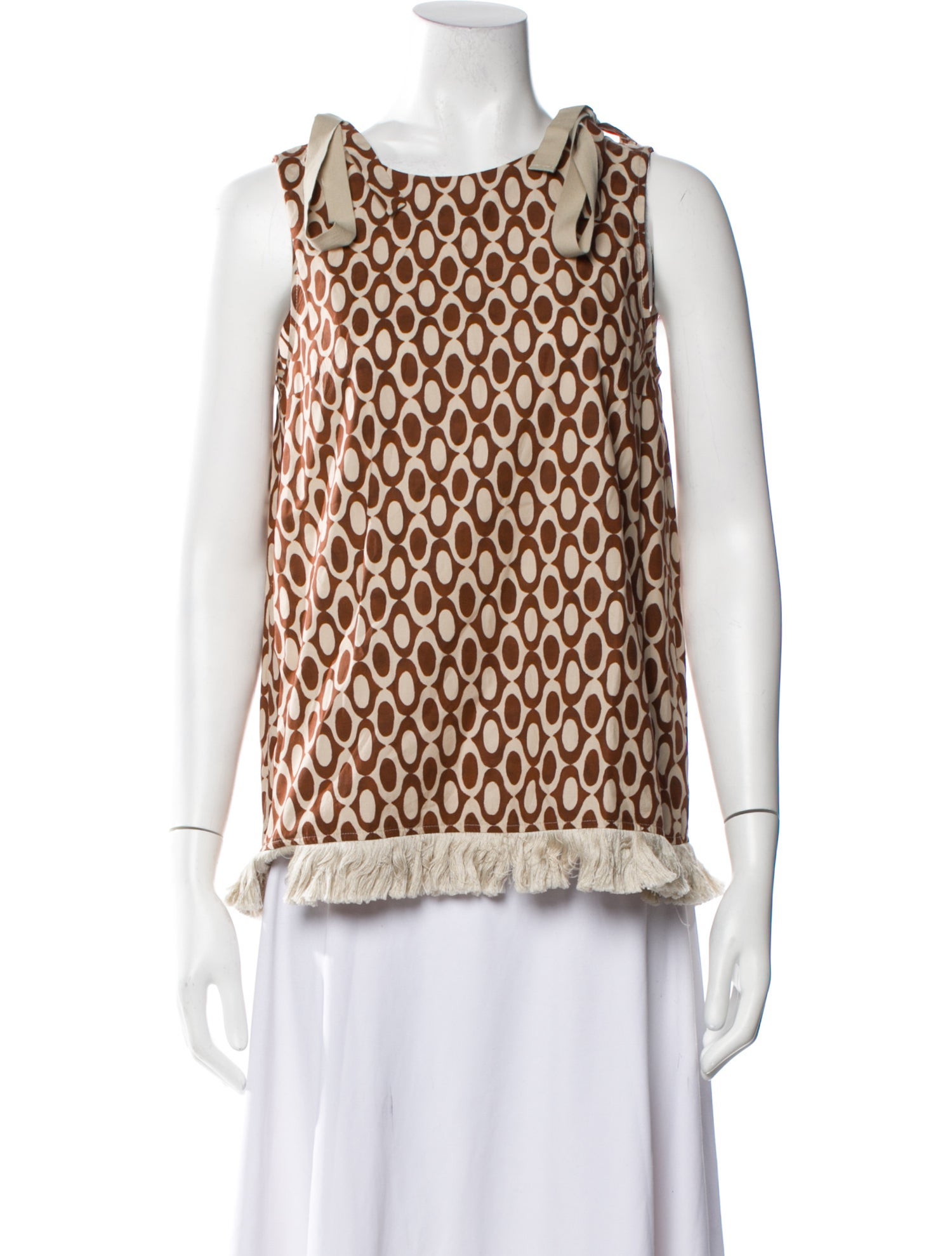 'S Max Mara Printed Bateau Neckline Top