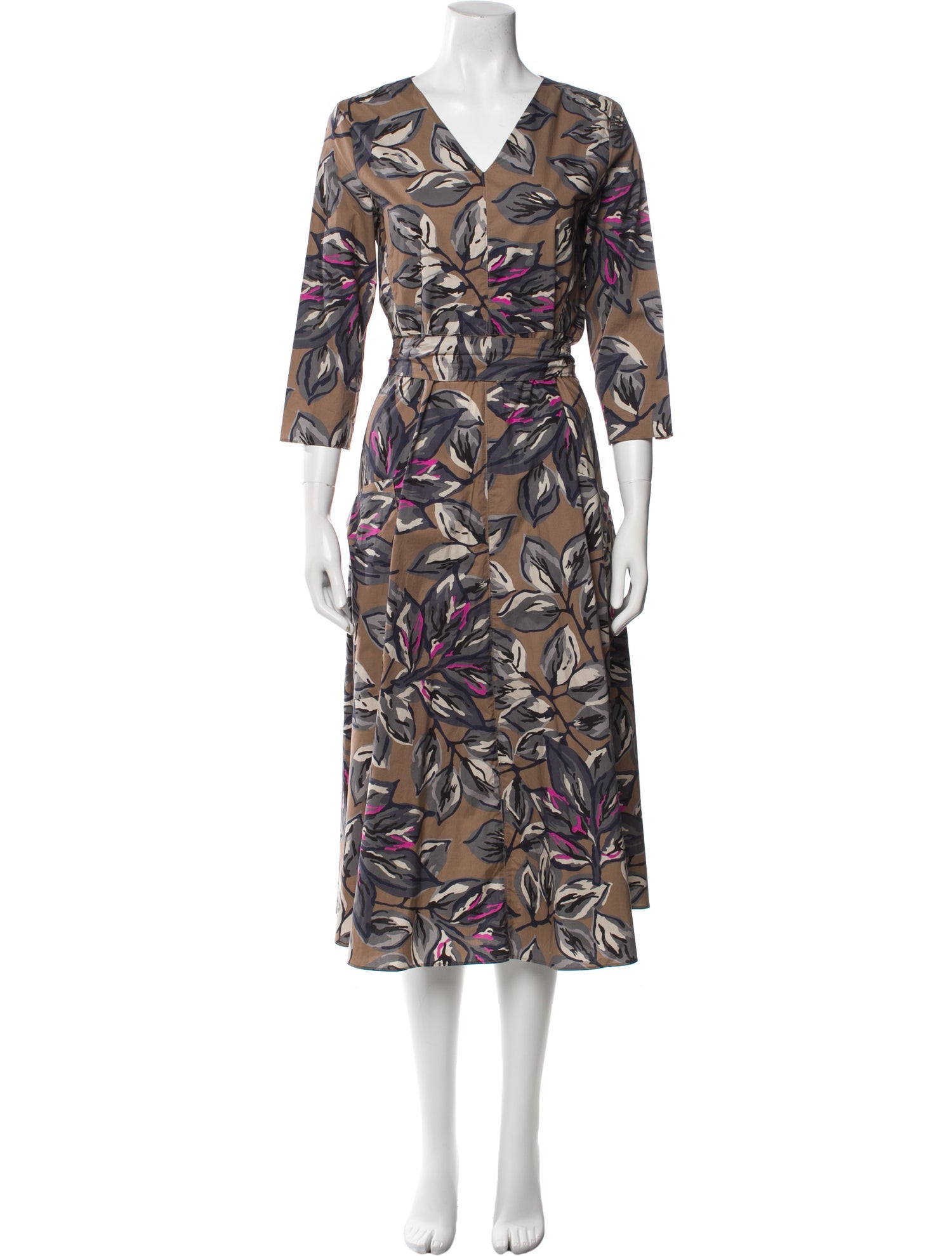'S Max Mara Floral Print Midi Length Dress