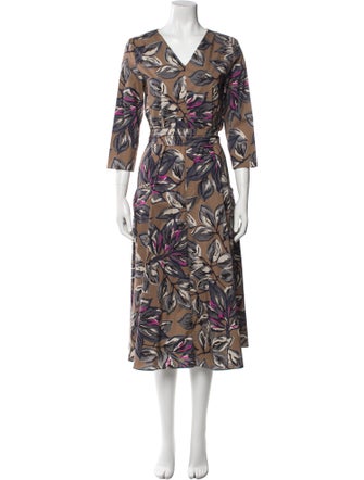 'S Max Mara Floral Print Midi Length Dress